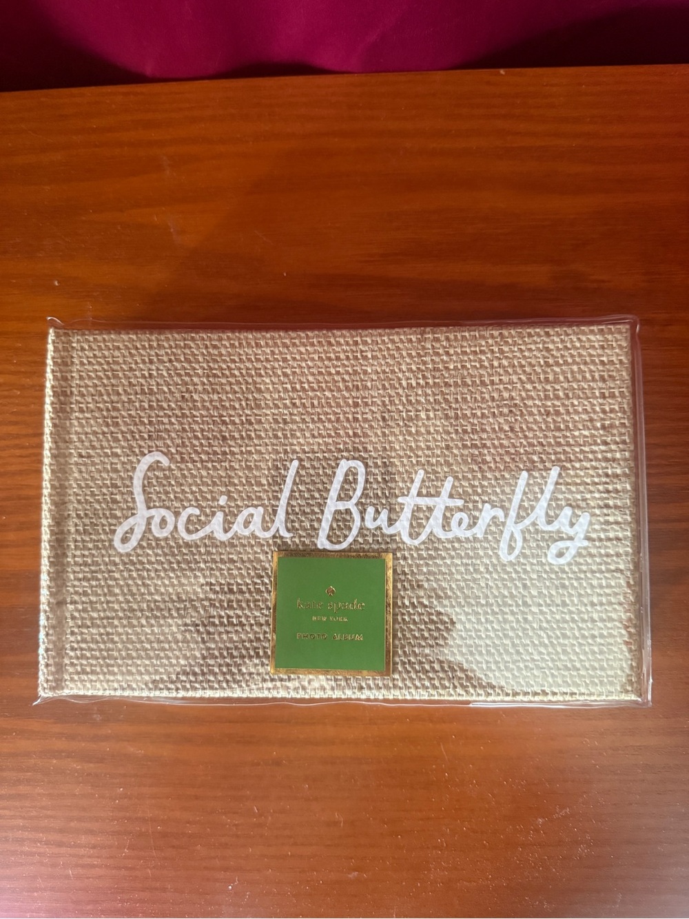 kate spade Natural Woven Photo Album with Green Accent